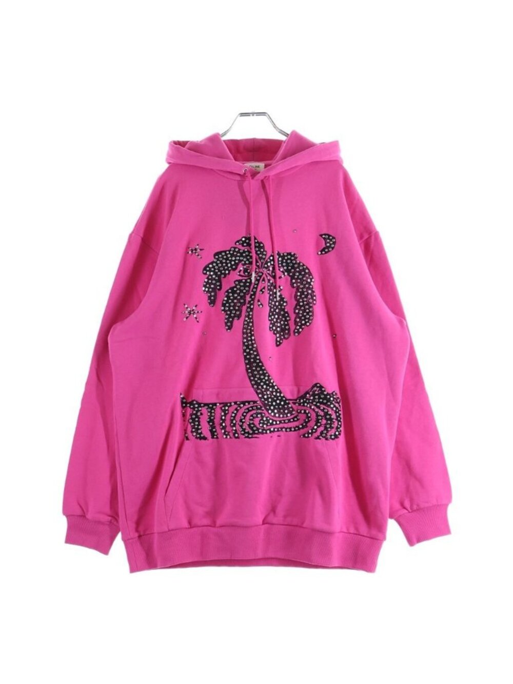 Celine Palm Tree Studded Hoodie Pullover Pink